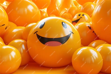 Premium AI Image | a smiley face surrounded by many orange balloons