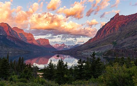 Sunrise At Wild Goose Island In Glacier National Park Montana Last