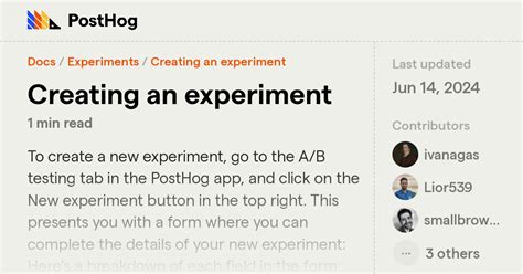 Creating An Experiment Docs Posthog