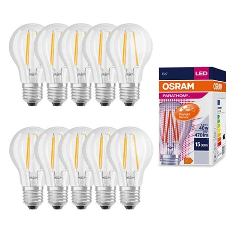 10 X Osram LED Filament Parathom Daylight Sensor Classic Birnenform A