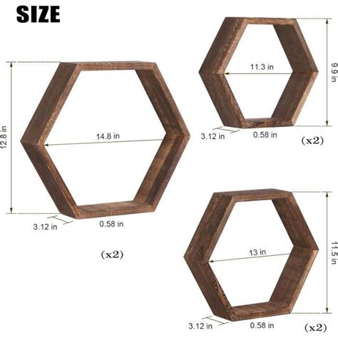 NORCEESAN Lot de 3 étagères hexagonales flottantes Montage Mural en