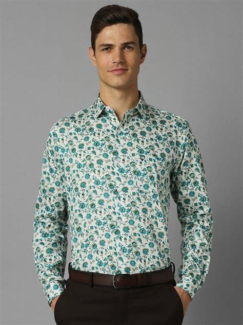 Buy Allen Solly Slim Fit Floral Printed Pure Cotton Formal Shirt