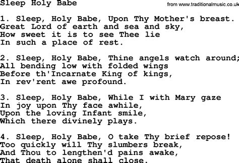 Catholic Hymns Song Sleep Holy Babe Lyrics And Pdf