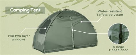 Outsunny 1 Person Foldable Camping Tent W Sleeping Bag Air Mattress