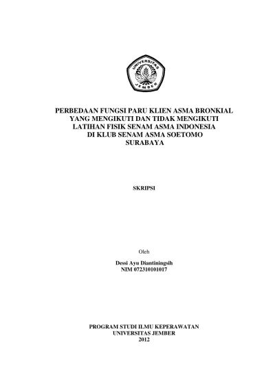 PERBEDAAN FUNGSI PARU KLIEN ASMA BRONKIAL YANG MENGIKUTI DAN TIDAK