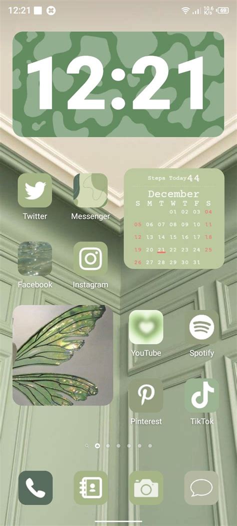 Sage Green Homescreen Diseño android Organización de pantalla