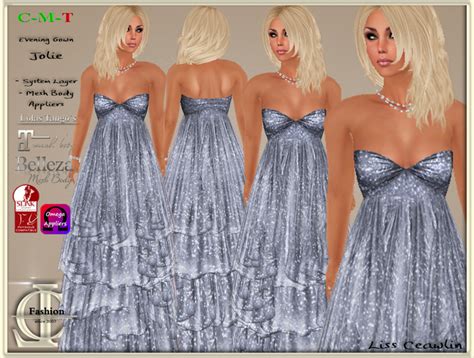 Second Life Marketplace Lc Jolie Evening Gown Mesh Body Appliers ~ Blue