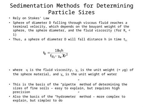 Ppt Sedimentation Methods For Determining Particle Sizes Rely On