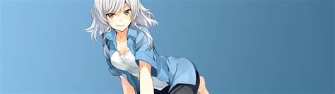 Woman In Blue Collared Shirt Anime Character Digital Wallpaper Anime