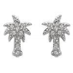 Palm Tree Stud Earrings With Crystals Ocean Jewelry