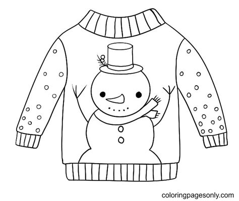 Christmas Sweater Coloring Pages Coloringpagesonly