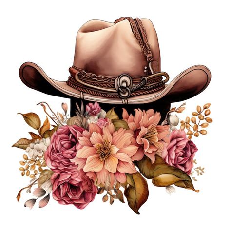 Premium AI Image | beautiful pink girly cowboy hat and boots clipart ...