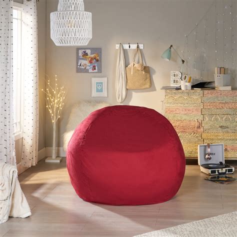 Noble House Sofia 5 Ft Suede Bean Bag Cover Chinese Red