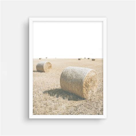 Hay Bale Print Farmhouse Printable Rustic Wall Art Wheat Field Etsy