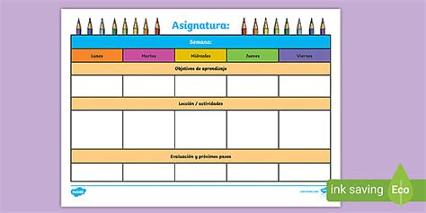 Plantilla de planificación semanal editable teacher made