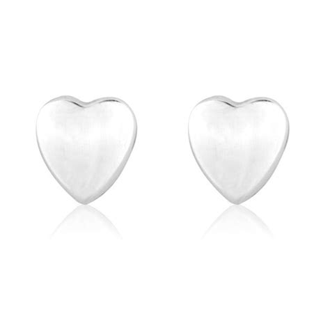 9ct White Gold Heart Stud Earrings TB Mitchell Stud TB Mitchell