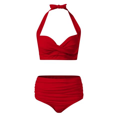 Vintage High Waisted Brief Two Piece Bikini Set Ruched Swim Suit Women Push Up Y K Swimwear