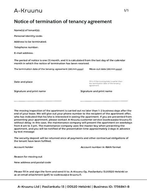 Fillable Online Rta Fact Sheet Ending A Tenancy Fax Email Print