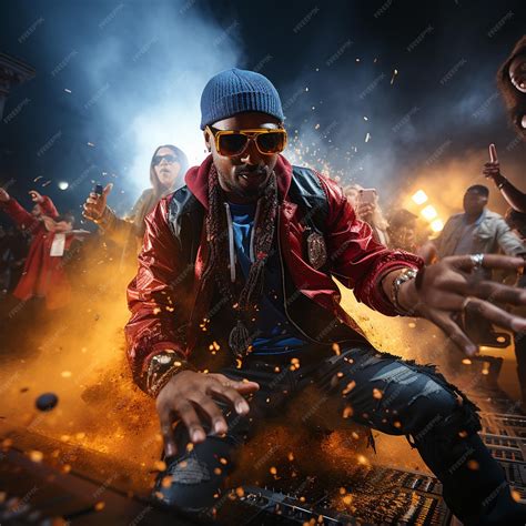 Premium Ai Image A Man Wearing A Red Jacket And Sunglasses Is Sitting