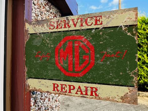 Mg Service And Repair Double Sided Metal Flange Sign Auto Junk Uk Ltd