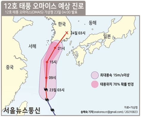 12호 태풍 오마이스 예상 진로 서울뉴스통신