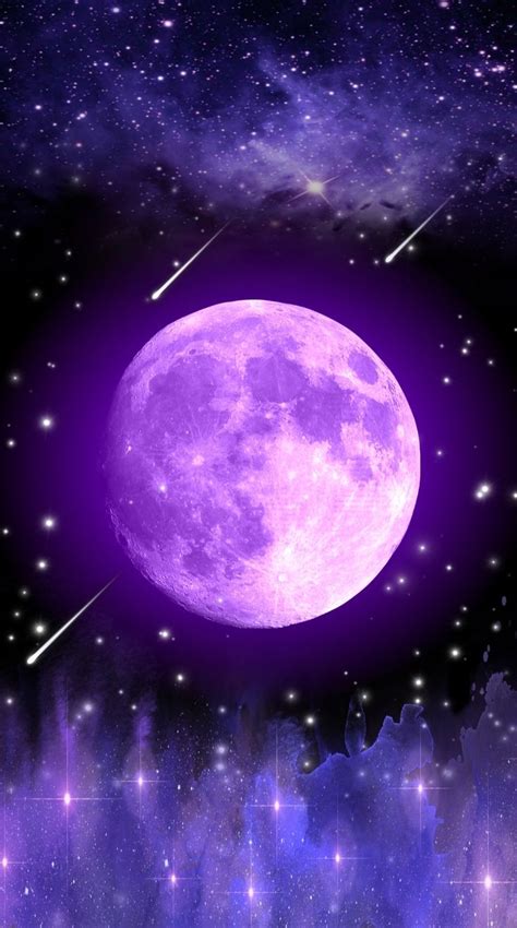 Purple Moon and Stars Wallpaper