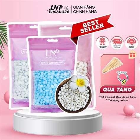Sáp wax lông nóng coconut dừa hard wax beans tặng que gỗ giúp triệt lông tay chân nách bikini