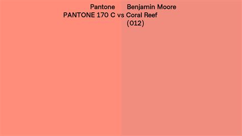 Pantone 170 C Vs Benjamin Moore Coral Reef 012 Side By Side Comparison