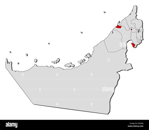 Mappa Politica Degli Emirati Arabi Uniti Con I Diversi Emirati Dove