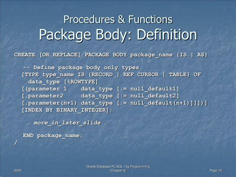 Ppt Procedures And Functions Oracle Database Pl Sql 10g Programming Powerpoint Presentation Id