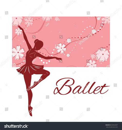 Silhouette Ballerina Against Pink Background Beautiful Stock Vector ...