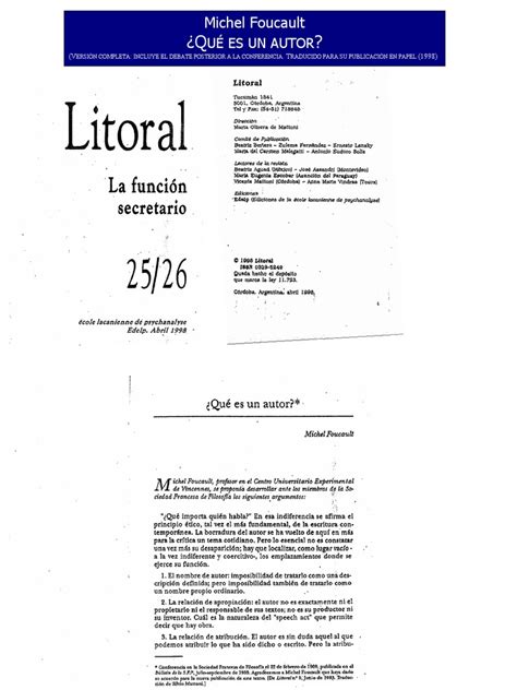 Pdf Michel Foucault Que Es Un Autor Version Completa Dokumen Tips