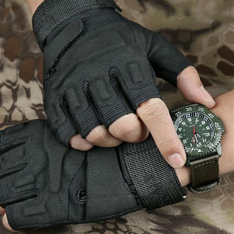 Tactical Military Fingerless Gloves Mens Outdoor Cycling Half Finger