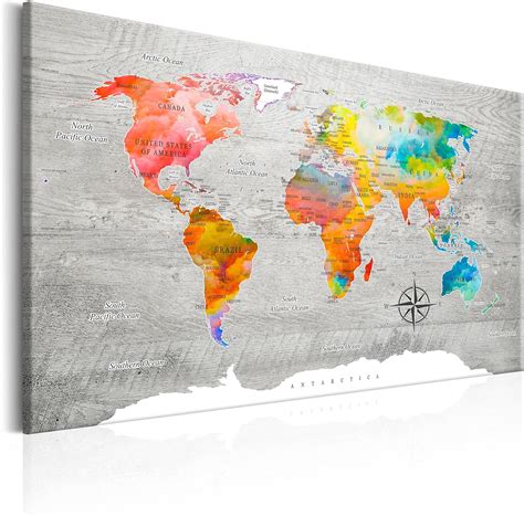 Murando Carte Du Monde X Cm Tableau En Li Ge Tableau Sur Toile