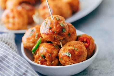 Baked Firecracker Chicken Meatballs Spicy Juicy And Saucy