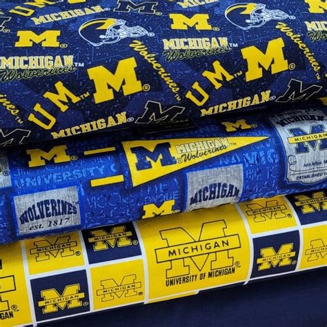 Michigan Wolverines Fabric by the Yard College Prints and - Etsy