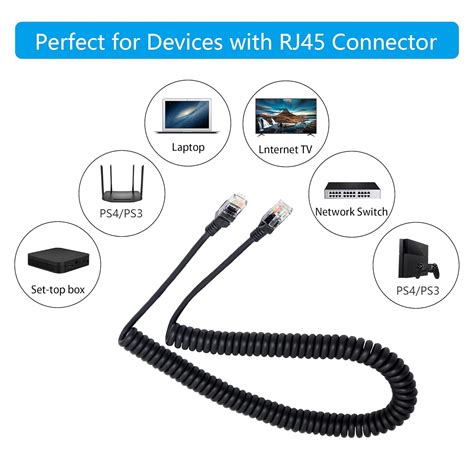 Riieyoca Cable En Espiral Ethernet Cat E Cable Retr Ctil Rj Cable En