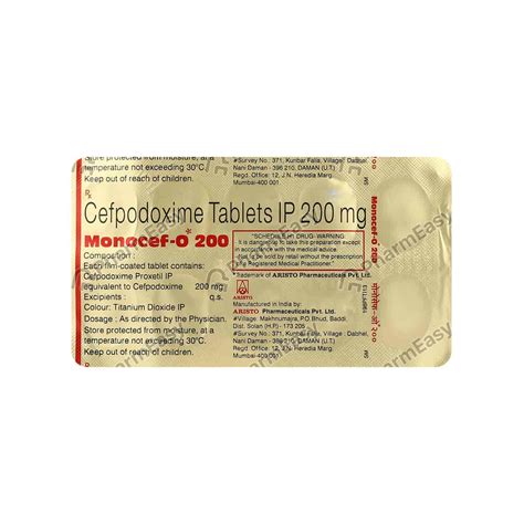 Monocef O 200mg Tab - Uses, Side Effects, Dosage, Composition & Price ...