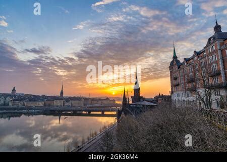 Stockholm Sweden, sunrise city skyline at Gamla Stan and Slussen Stock ...