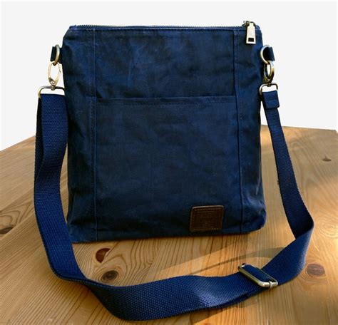 Waxed Canvas Shoulder Bag Medium Sized Crossbody Bag Work Etsy