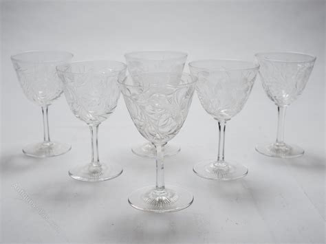 Antiques Atlas Set Of 6 Edwardian Wine Glasses Circa 1905