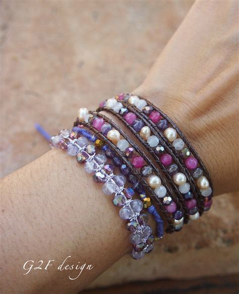 3 Times Purple Beaded Mix Wrap Bracelet Boho Wrap Bracelet Etsy Norway