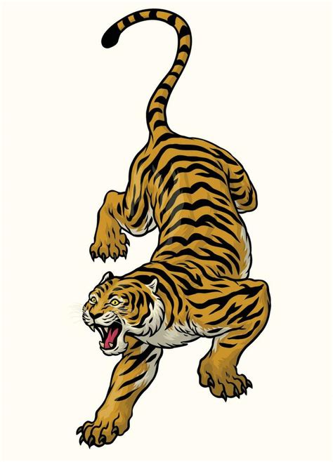 Vintage Style Hand Drawn Tiger Vector Art At Vecteezy