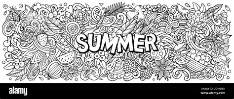 Summer Hand Drawn Cartoon Doodle Illustration Stock Vector Image Art