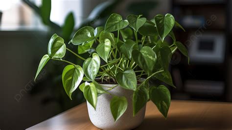 Plant With Green Leaves In A Brown Pot Background Money Plant Picture