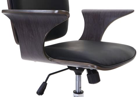 Poltrona Ufficio Hwc C A Elegante Legno Colore Grigio Ecopelle Nera