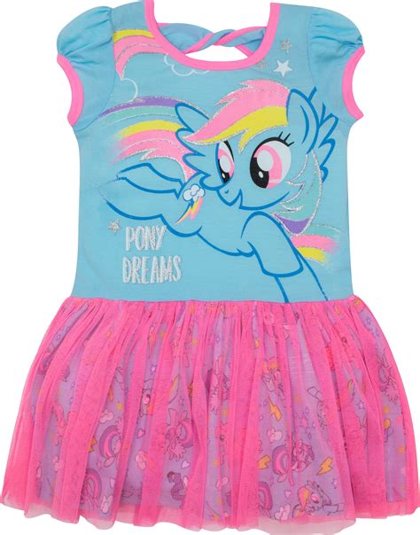 My Little Pony Toddler Girls Tulle Dress Rainbow Dash Blue And Pink