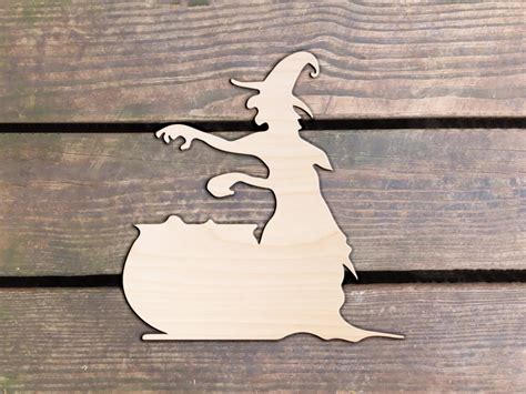 Wood Witch Cutout Wooden Witch Cutout Halloween Cutout Wood Etsy