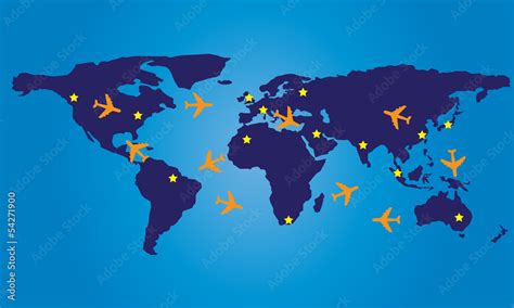 World map with infographic of airplane route concept Stock Vector ...