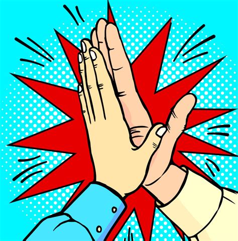 Hands High Five Pop Art Vector 14232799 Boblee Says